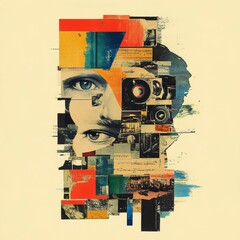 Canvas Print - Abstract Collage Art with Eye and Camera Lens