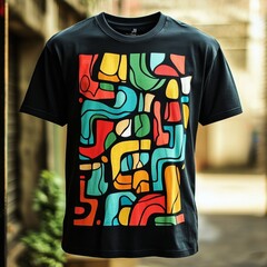 Canvas Print - Abstract Graphic T Shirt Design on Black Cotton