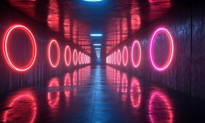 Wall Mural - Neon Lights Tunnel