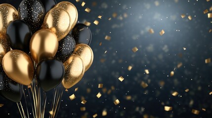 Black and Gold Luxury Balloons Background 