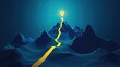 © kept - A glowing path leads to a destination pin atop a mountain peak, symbolizing goal achievement, direction, and progress.