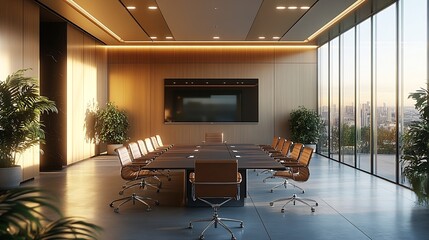 Leinwandbilder - New board room with table chairs and plasma display : Generative AI