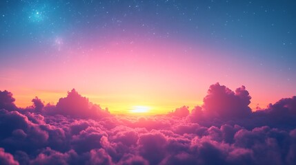 Fototapete - Evening or morning sky with stars and clouds sunset or dawn Abstract natural background : Generative AI