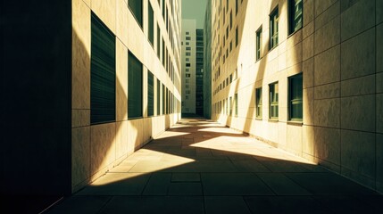 Wall Mural - Sunlight Bathed Alleyway Between Buildings