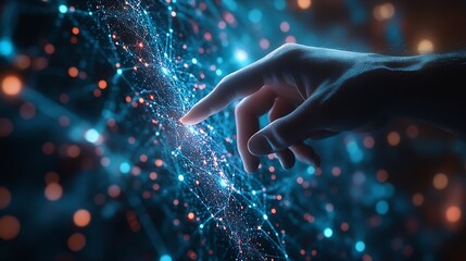 Aufkleber - Businessman touching global network and data exchanges  Innovation of future generation technology Metaverse AI Transformation of Big data on Digital networking : Generative AI