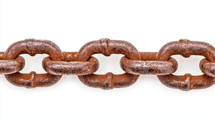 Canvas Print - Rusty Chain Links Isolated on White Background