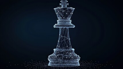 Abstract King Chess Piece in Wireframe Design