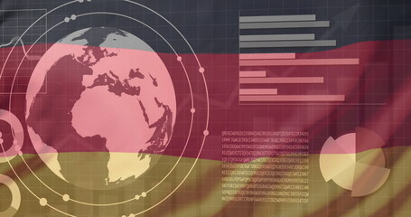 Wall Mural - Global data analysis image over German flag background