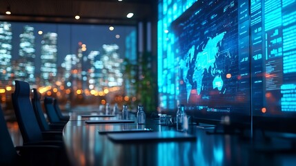 Poster - Business data information projector board in conference room meeting room boardroom Classroom Office : Generative AI