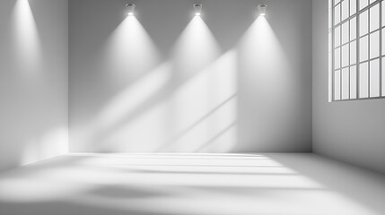 Poster - white room background white empty room with spotlights for products and design white studio room : Generative AI