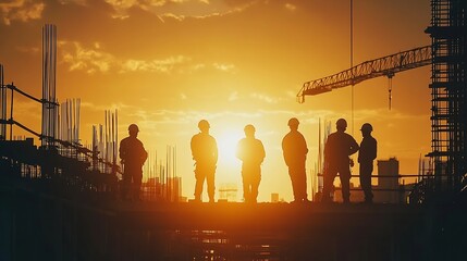 Aufkleber - Silhouette of staff as a team to prepare to welcome the 2024Happy New Year 2024Construction 2024 concept : Generative AI