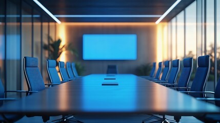 Leinwandbilder - New board room with table chairs and plasma display : Generative AI