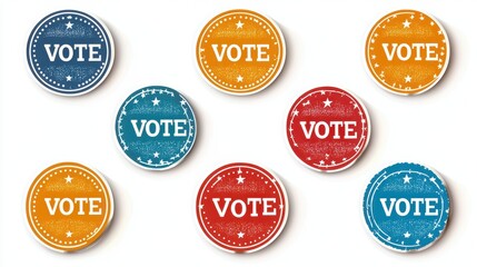 Colorful Vote Buttons with Stars and White Background