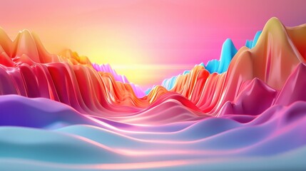 Poster - Abstract Colorful Wavy Landscape