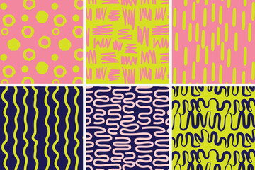 Cute trendy colorful seamless repeat patterns