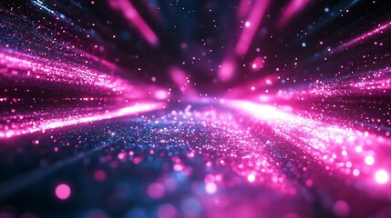 Poster - Neon magenta background abstract bright black sparkle Futuristic neon light tracks in cyberpunk style : Generative AI