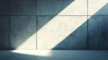 Poster - Light and Shadow on the Corner surface of Concrete Wall in Empty Room perspective Side view and Minimal background style : Generative AI