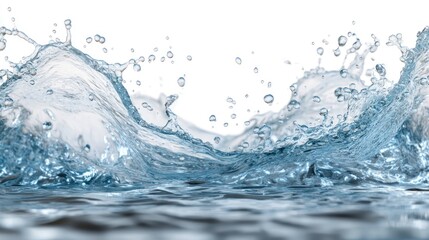 Water splashes and waves hitting a transparent wall digital concept white background creates a minimalist and cinematic effect