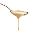 © Vector Nazmul - Condensed milk flowing down from spoon isolated on transparent white background, clipping path