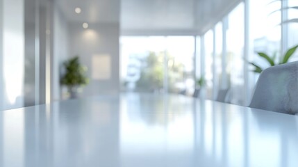 Poster - blurred image of modern minimalist white office room interior empty office : Generative AI