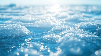 Poster - Winter landscape of the frozen sea on a sunny February day Beautiful blue smooth ice with cracks Natural background focus on ice : Generative AI