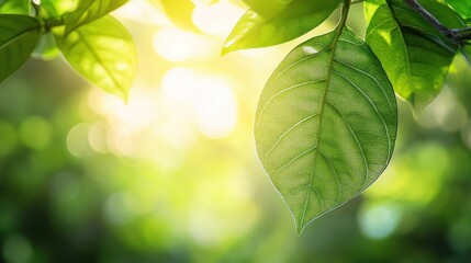 Wall Mural - Sunlight Through Green Leaves