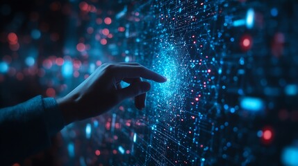 Aufkleber - Businessman touching global network and data exchanges  Innovation of future generation technology Metaverse AI Transformation of Big data on Digital networking : Generative AI