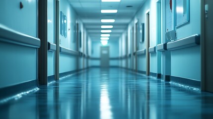 Poster - Empty hall in hospital stock photo : Generative AI