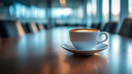 Poster - Cup of coffee on table in the conference room : Generative AI