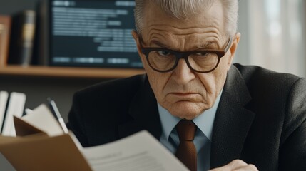 Businessman touching a virtual screen with the word 