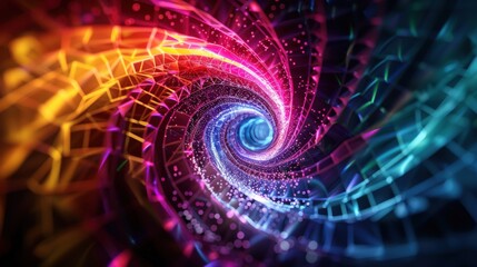 Canvas Print - Abstract Colorful Spiral with Glowing Lines and Particles