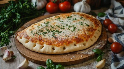 a freshly baked calzone with a golden crispy crust plate