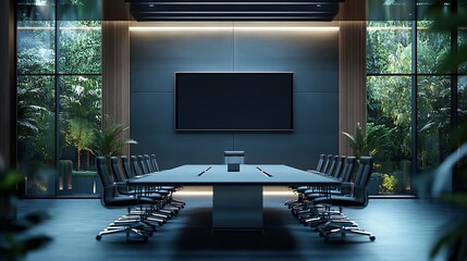 Leinwandbilder - New board room with table chairs and plasma display : Generative AI