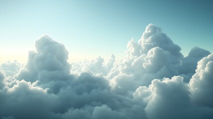Poster - White and grey cumulus clouds floating in sunny sky after storm with natural sunlight Dramatic cloudscape fluffy cloudy scene outdoor environment Abstract nature background Freedom con : Generative AI