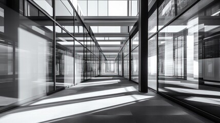 Wall Mural - Glass Corridor, Architecture, Light and Shadows