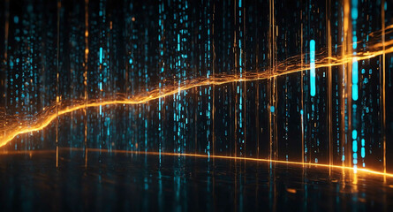 Poster - Glowing binary streams with light abstract background