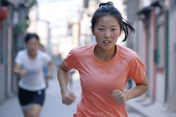 Chinese fitness person woman exercising workout as healthy lifestyle