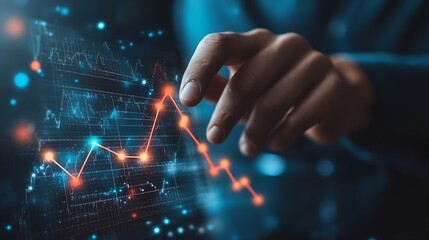 Poster - Businessman touching increase arrow graph corporate future growth year 2023 to 2024 New Goals with Plans and Visions for Next Year 2024 Opportunity challenge and business strategy : Generative AI