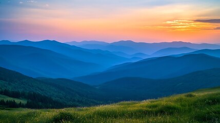 Wall Mural - Carpathian mountains Ukraine Mountains during sunset Beautiful natural landscape in the summer time High quality photo : Generative AI