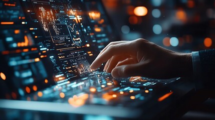 Leinwandbilder - Businessman using ai technology for data analytics Artificial Intelligence generate Futuristic technology robot in online system Business in future to invest and develop corporate conc : Generative AI
