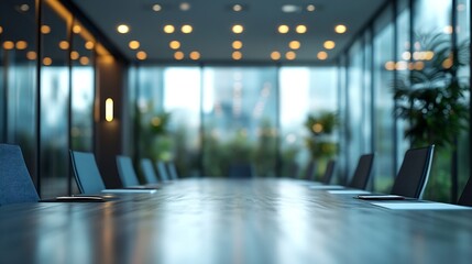 Fototapete - Blur interior of meeting room business center : Generative AI