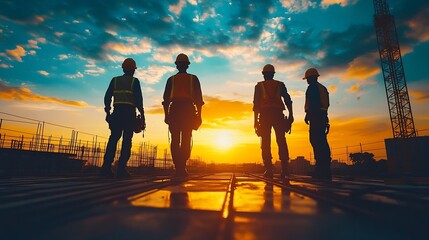 Aufkleber - Silhouette of staff as a team to prepare to welcome the 2024Happy New Year 2024Construction 2024 concept : Generative AI