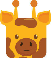 Poster - Square giraffe face with big eyes smiling and looking forward