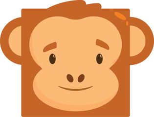 Poster - Cartoon monkey face with a happy expression, perfect for children's books, websites, and more