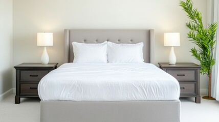 Canvas Print - hotel room with bed