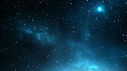 A blue sky with a few stars and a bright star in the middle