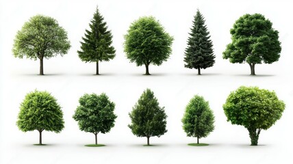 Poster - A row of trees are shown in various sizes and shapes