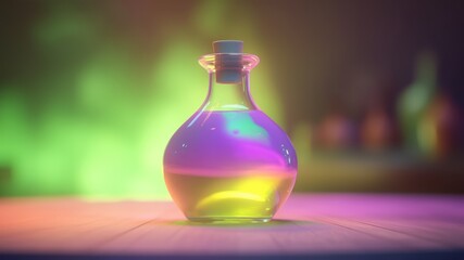 3D illustration of potion on pastel blurred background