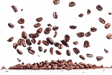 Wall Mural - coffee beans on a white background