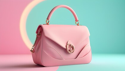 Fashionable 3D-rendered handbag icon against a soft pastel backdrop